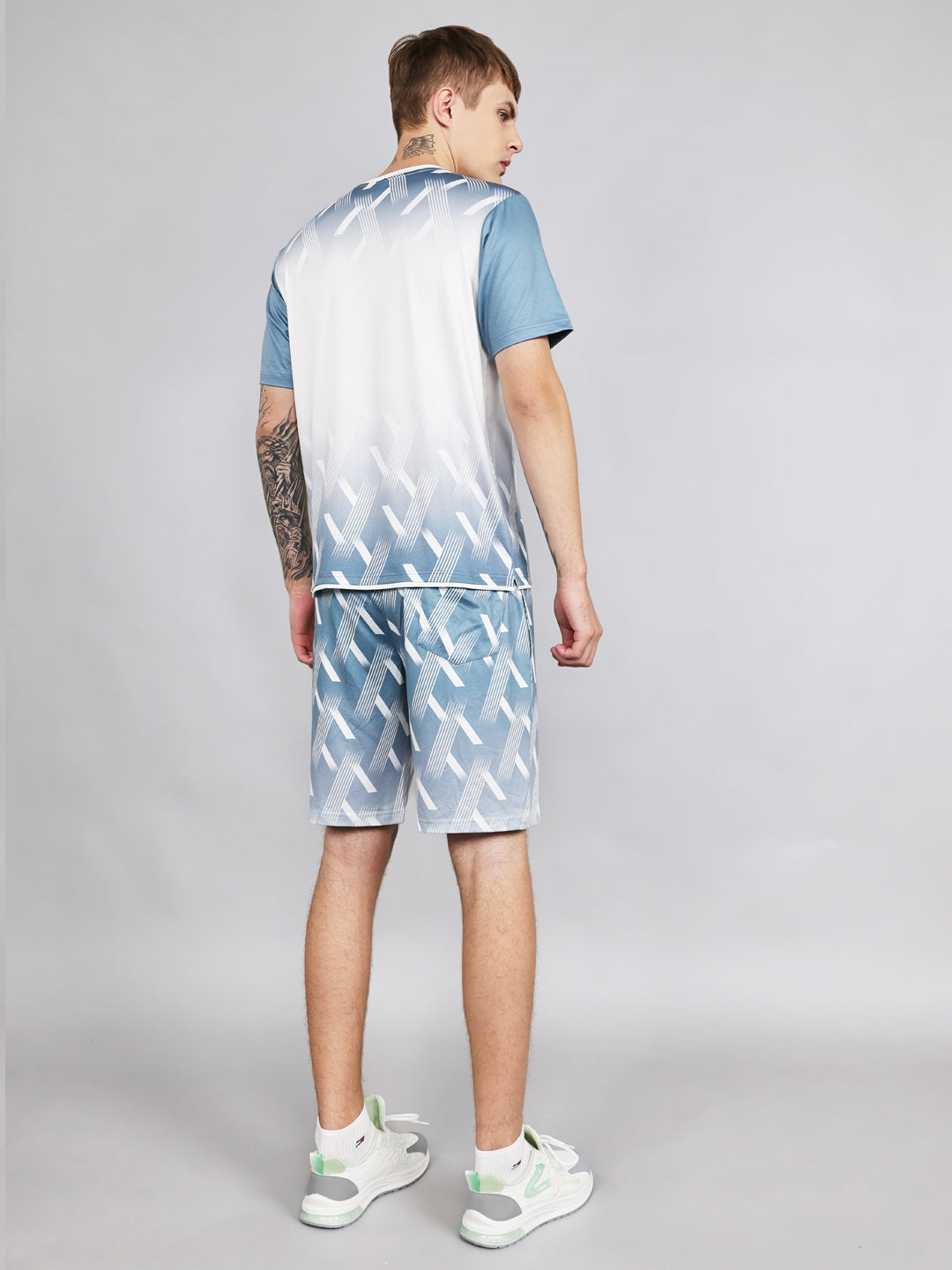 Men Blue Printed Regular Fit Bermuda Set