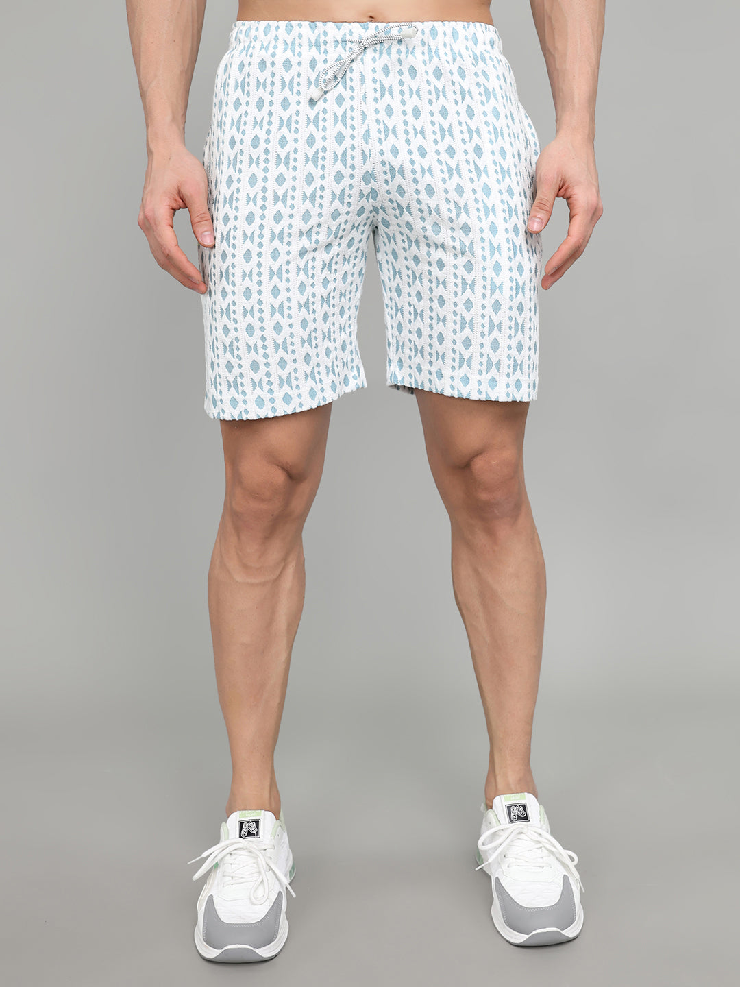 Men Blue Printed Regular Fit Bermuda Set