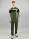 Men Green Solid Round Neck Half Sleeve Lower Set