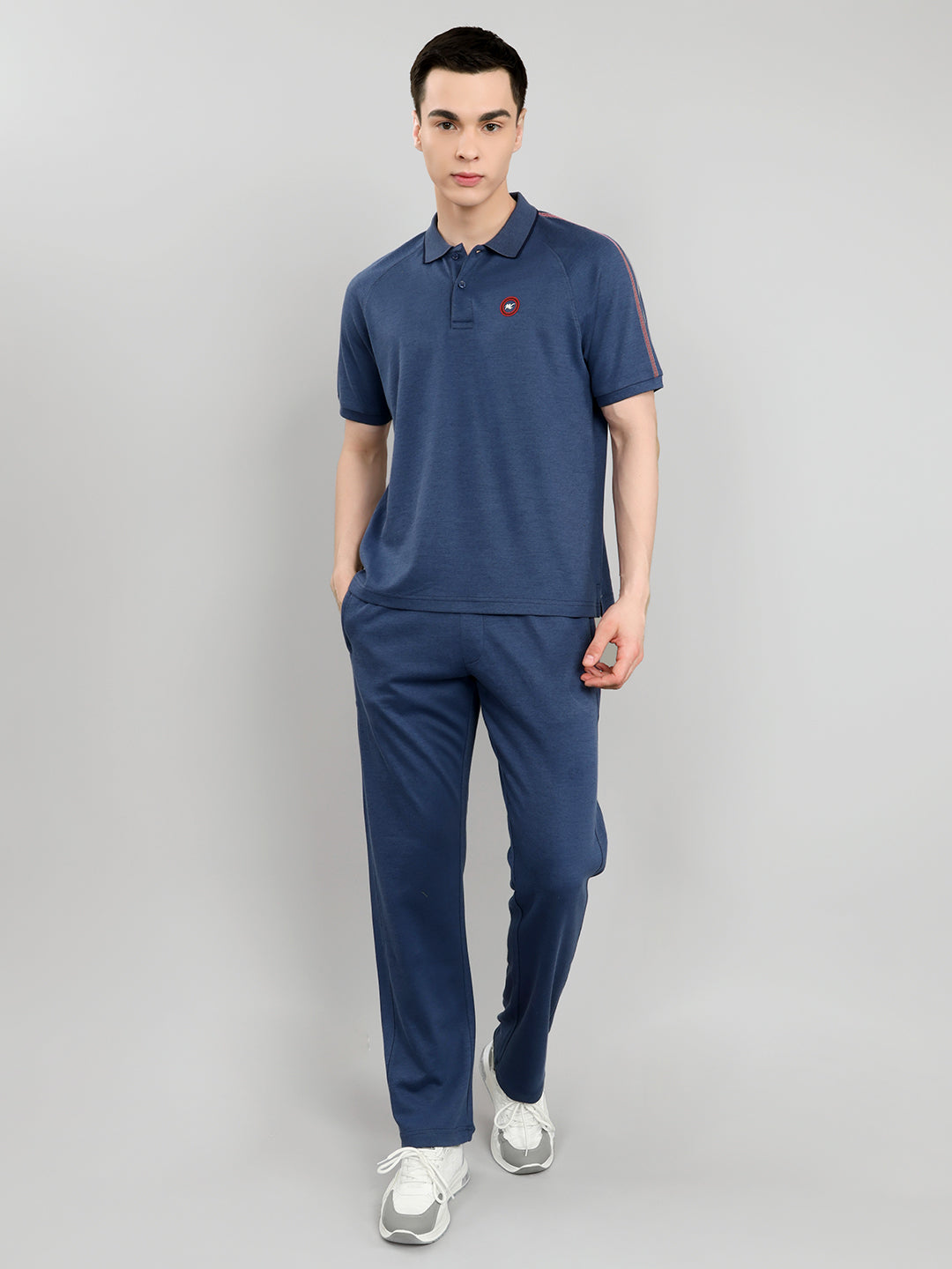 Men Blue Solid Collar Half Sleeve Lower Set