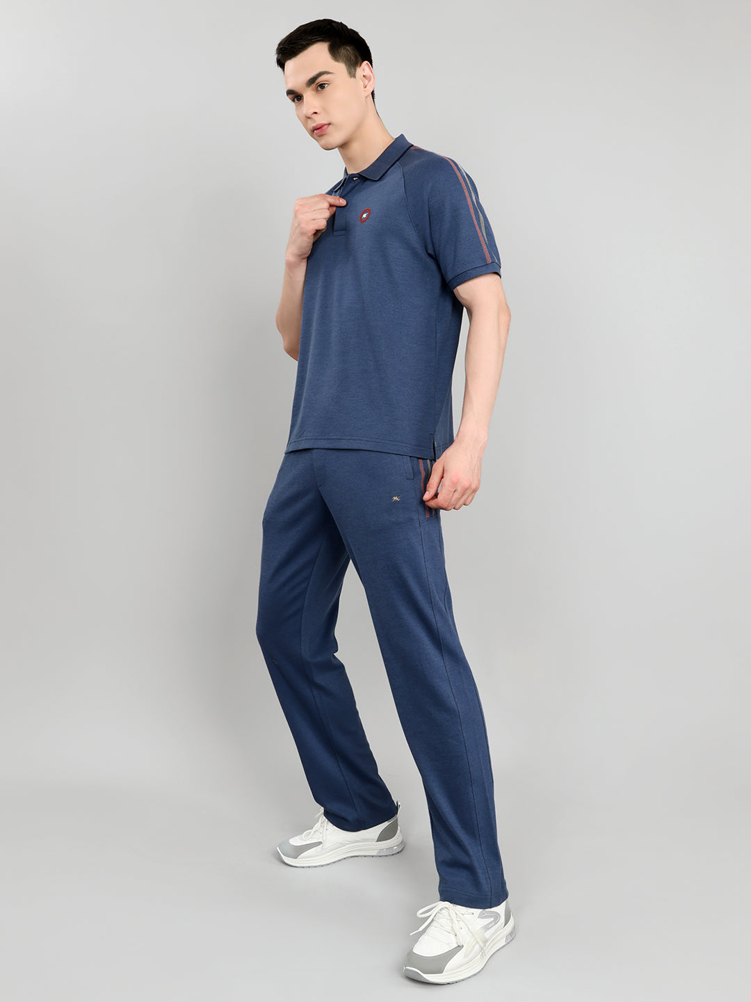 Men Blue Solid Collar Half Sleeve Lower Set