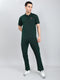 Men Green Solid Round Neck Half Sleeve Lower Set