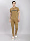 Men Brown Solid Round Neck Half Sleeve Lower Set