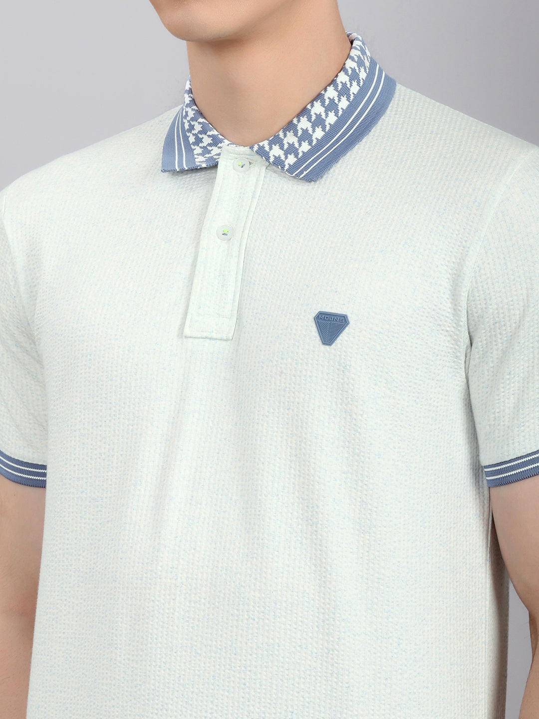 Men Sky Blue Solid Collar Half Sleeve Lower Set