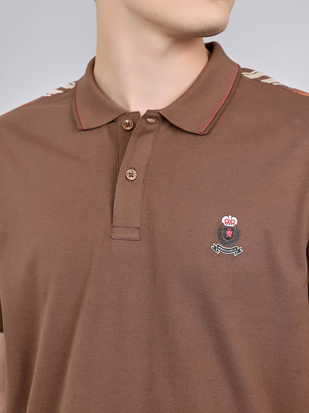 Men Brown Solid Collar Half Sleeve Lower Set