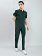 Men Green Solid Collar Half Sleeve Lower Set
