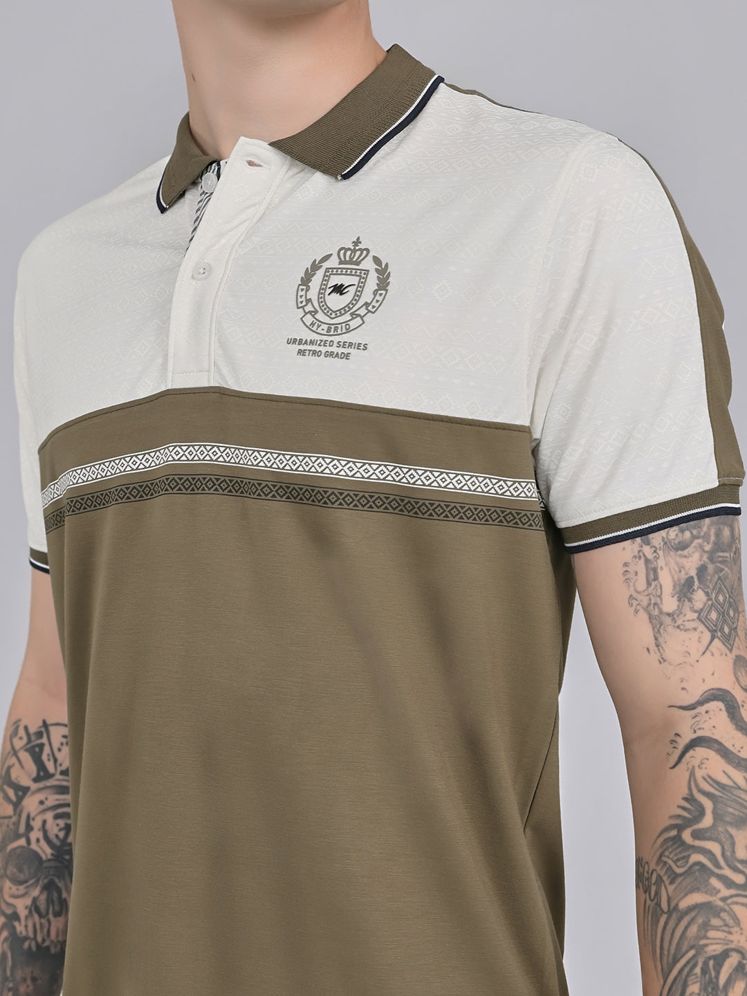 Men Olive Solid Collar Half Sleeve Lower Set
