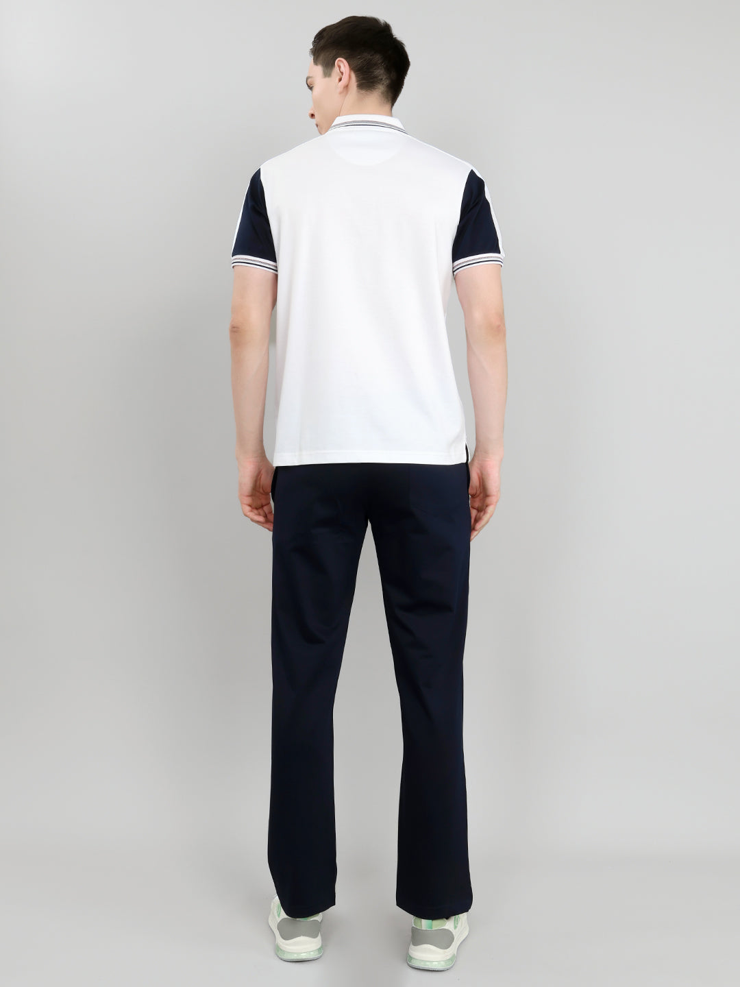 Men Navy Blue & White Self Design Collar Half Sleeve 3 Pc Combo Set