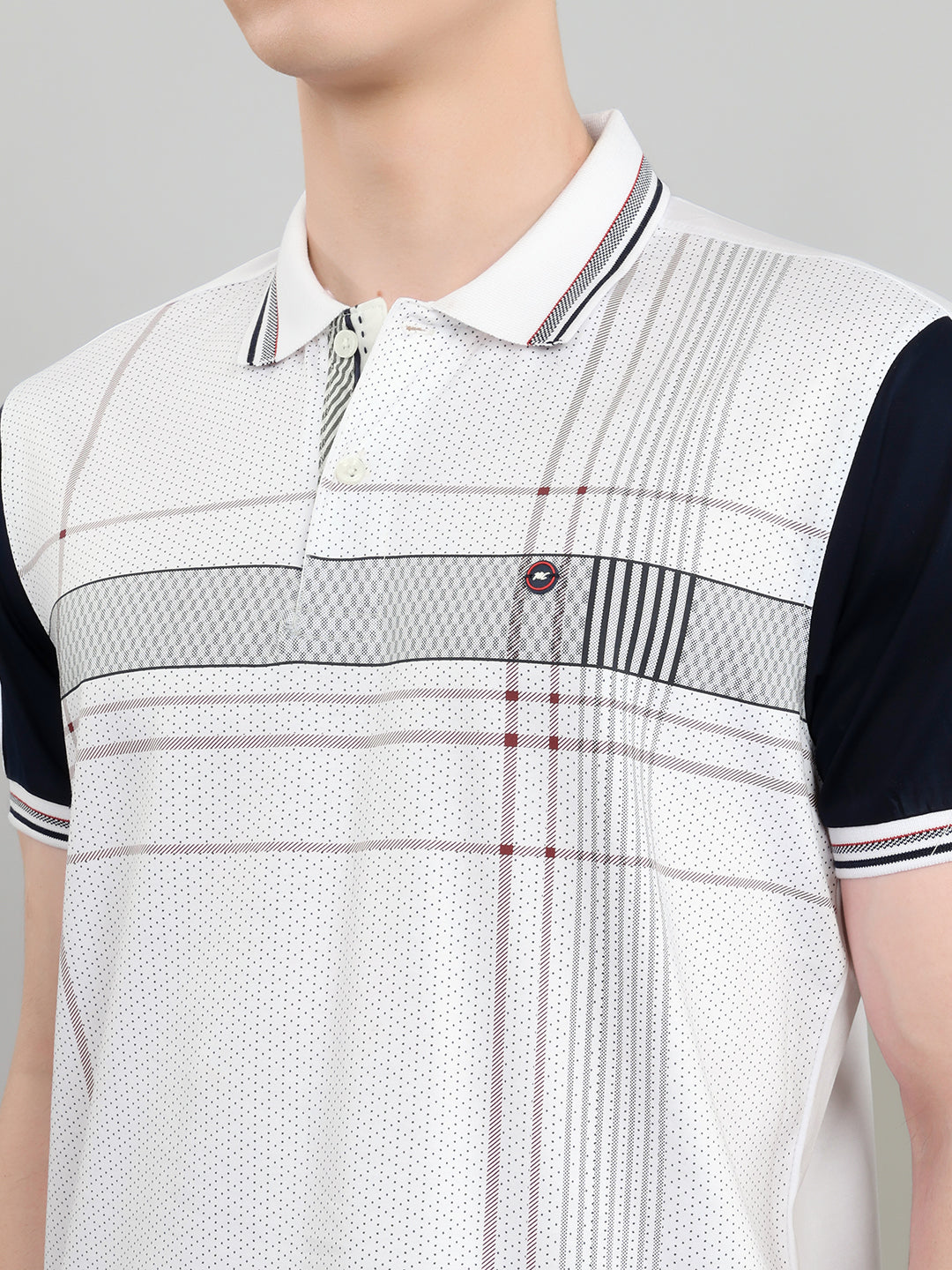 Men Navy Blue & White Self Design Collar Half Sleeve 3 Pc Combo Set