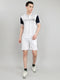 Men Navy Blue & White Self Design Collar Half Sleeve 3 Pc Combo Set