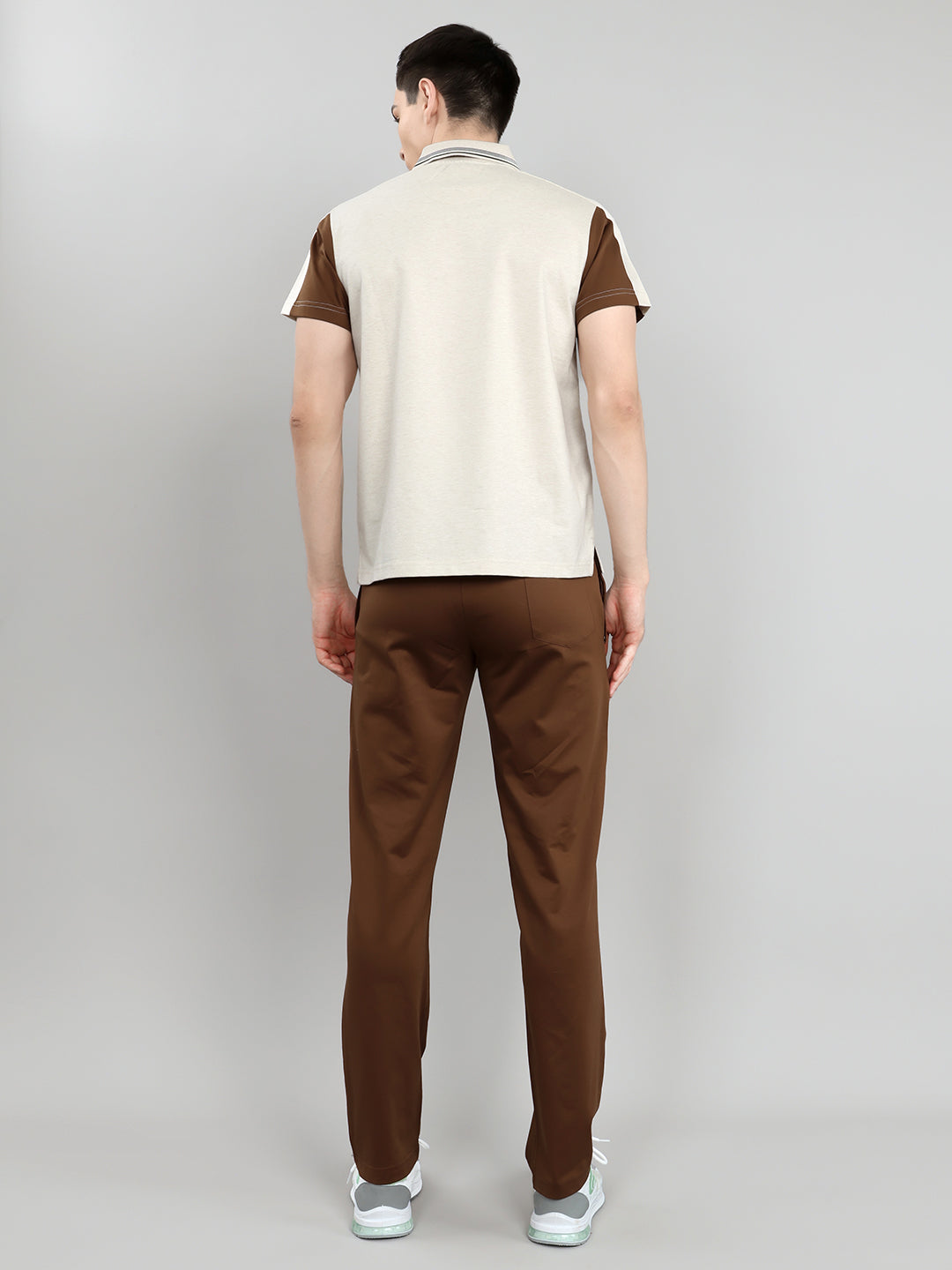 Men Beige & Brown Self Design Collar Half Sleeve 3 Pc Combo Set