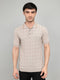 Luxuria Men Camel Brown Solid Collar Half Sleeve T-Shirt