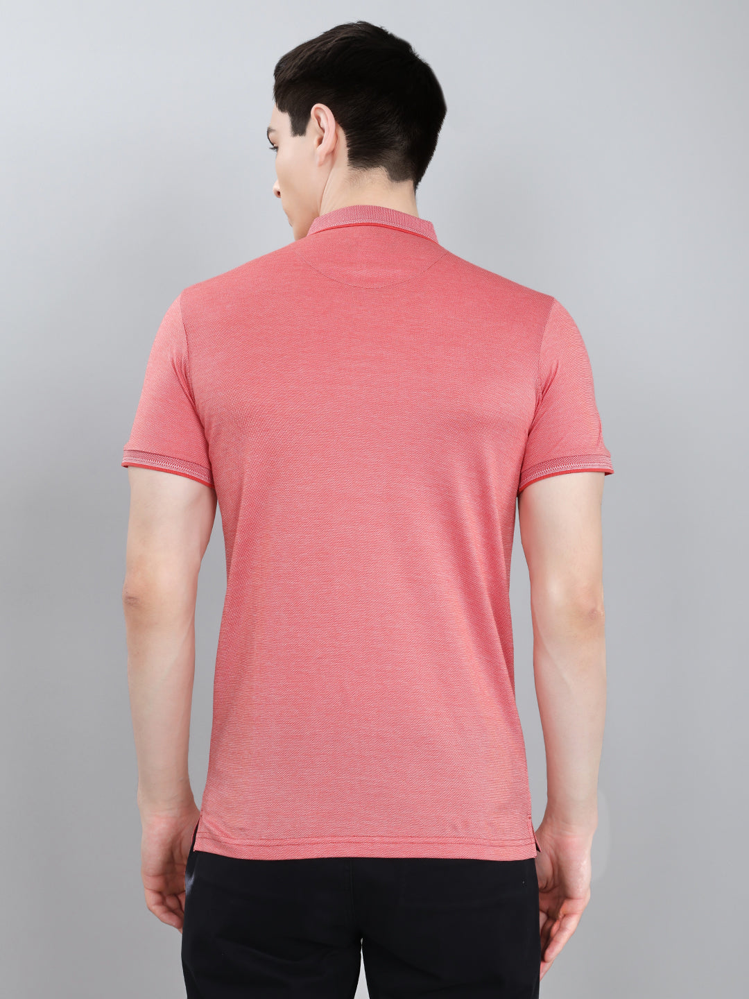 Luxuria Men Pink Solid Collar Half Sleeve T-Shirt
