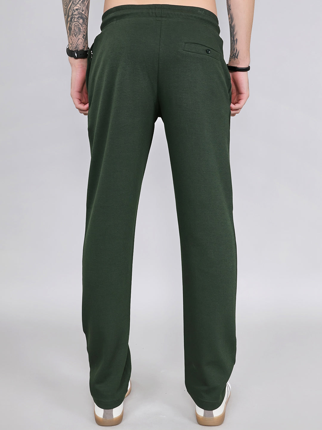 Luxuria Men Olive Solid Regular Fit Lower