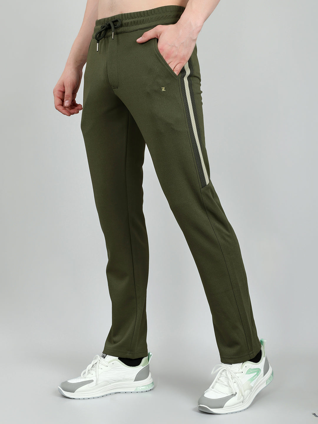 Luxuria Men Olive Solid Regular Fit Lower