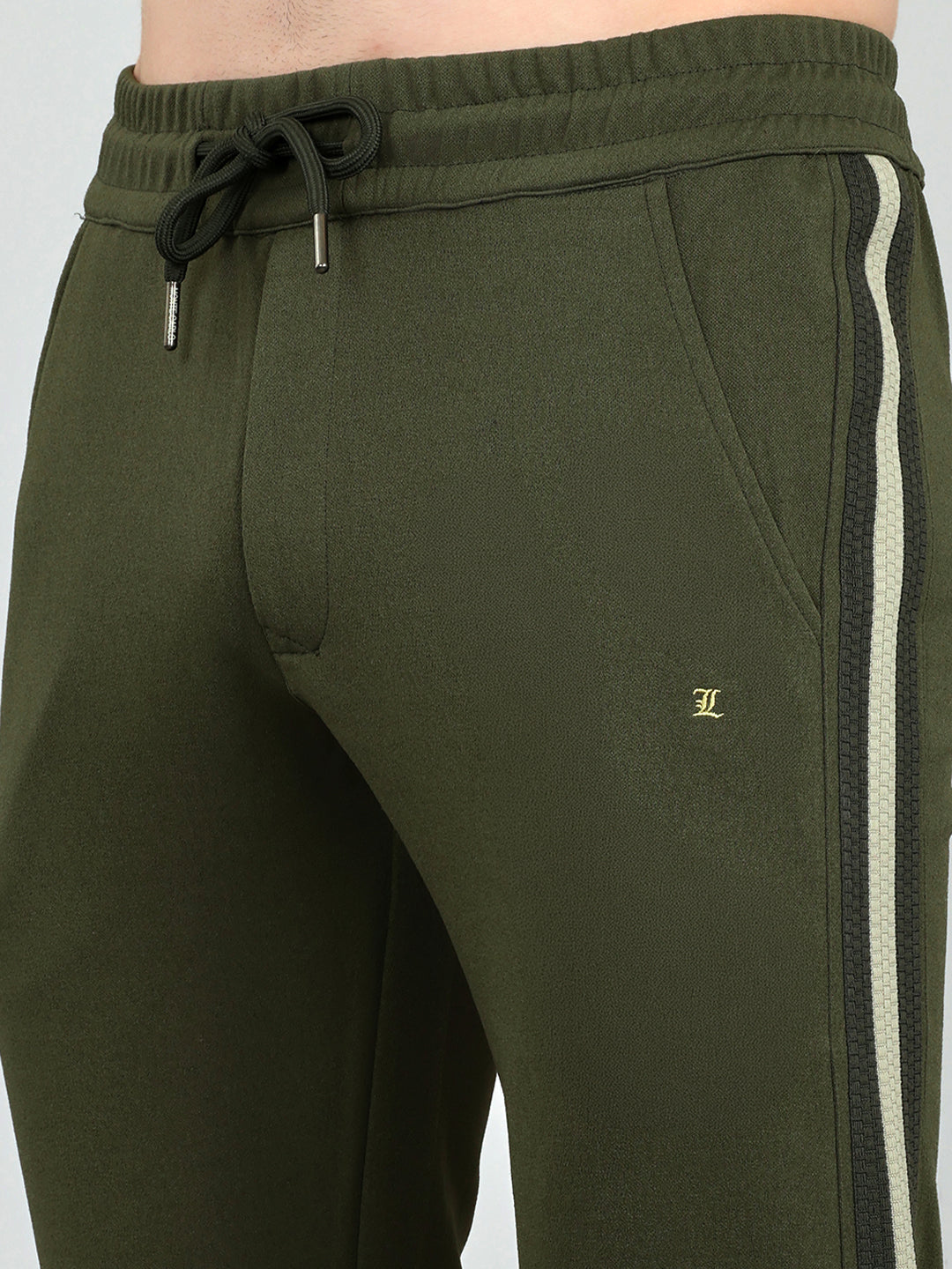 Luxuria Men Olive Solid Regular Fit Lower