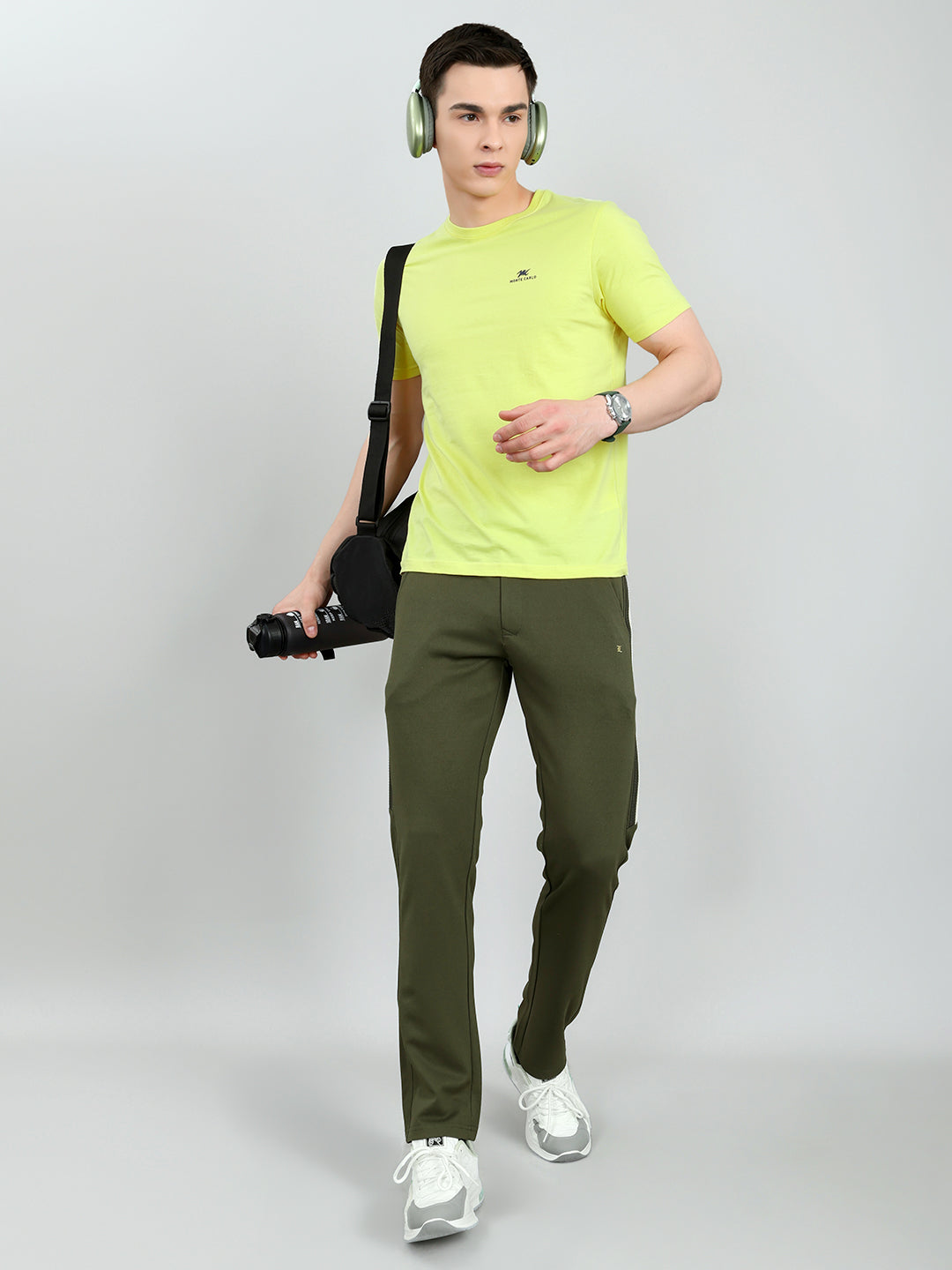 Luxuria Men Olive Solid Regular Fit Lower