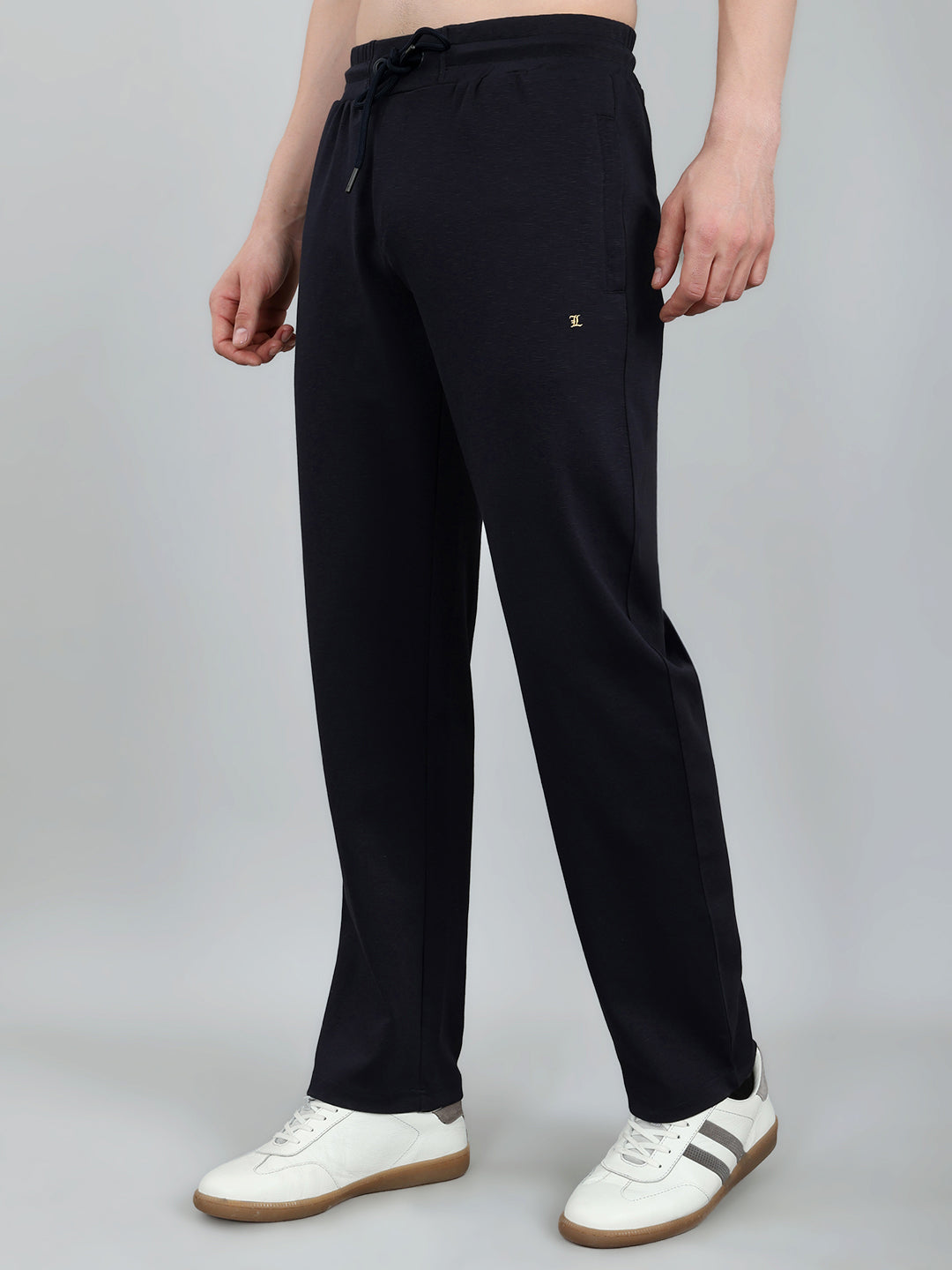 Luxuria Men Navy Blue Solid Regular Fit Lower