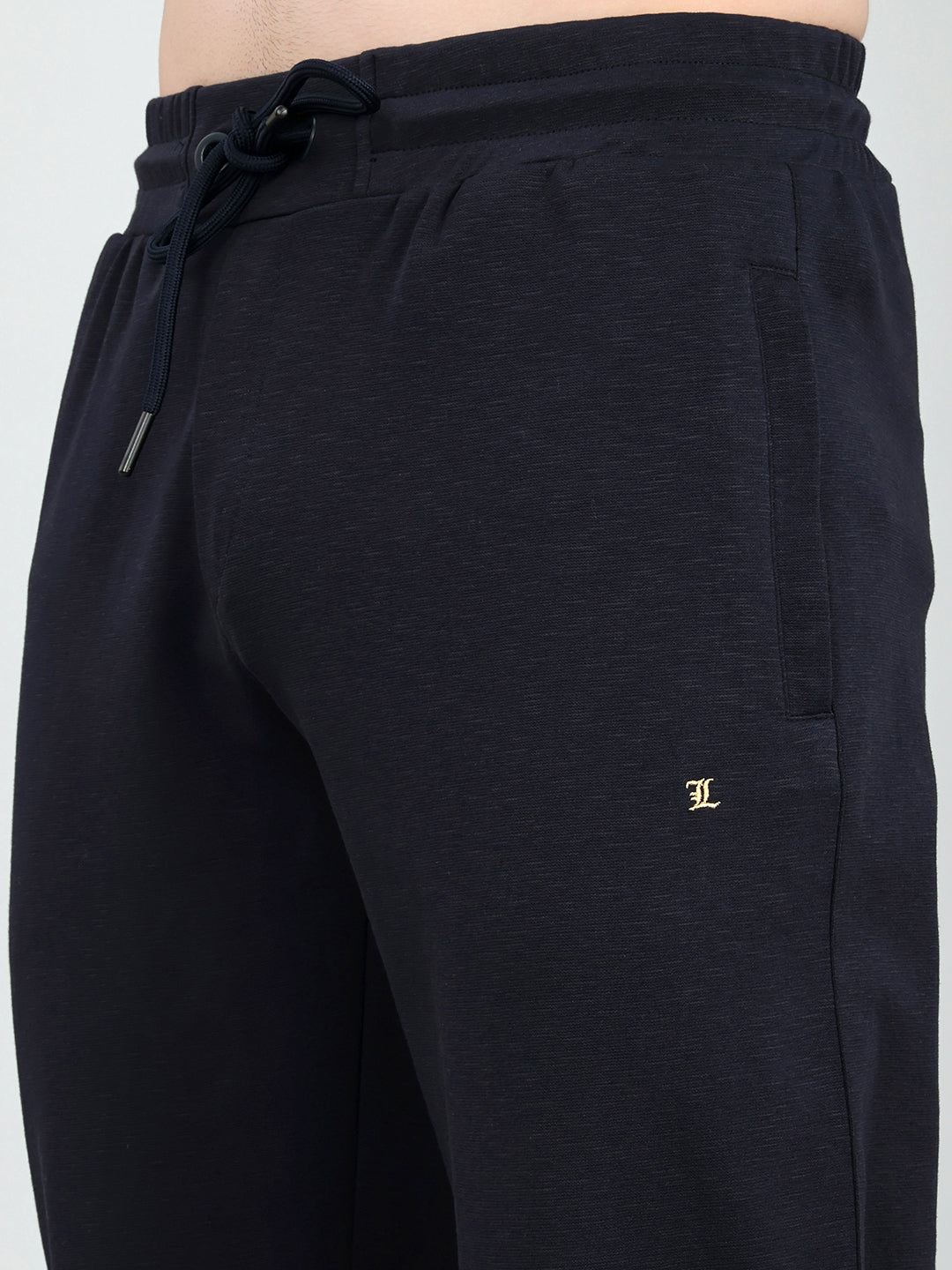 Luxuria Men Navy Blue Solid Regular Fit Lower