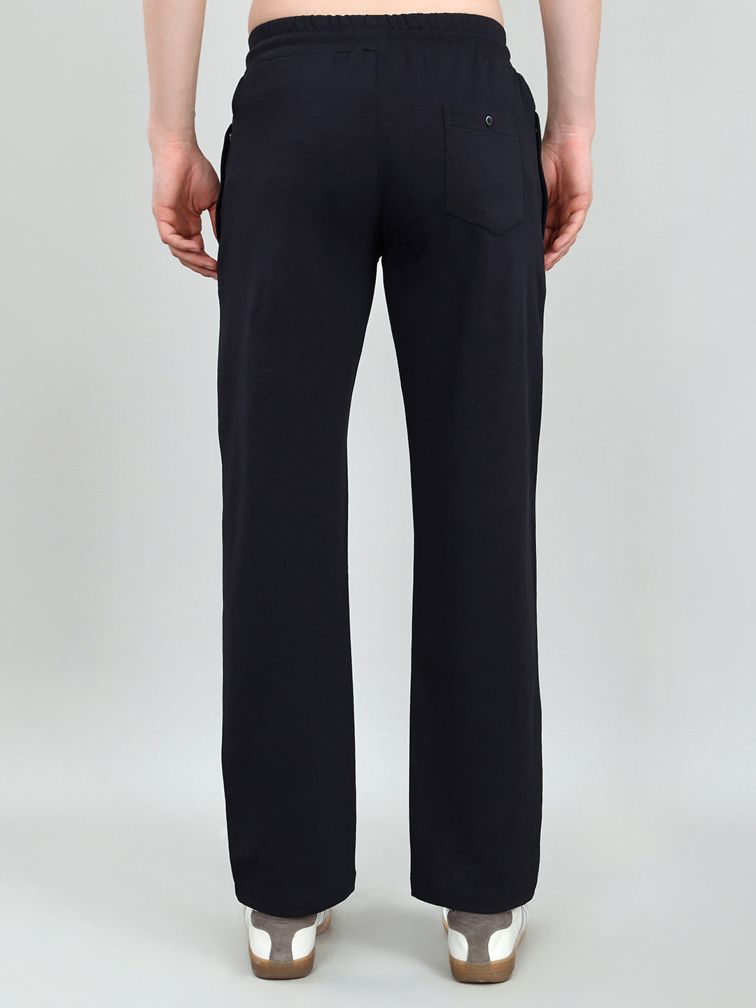 Luxuria Men Navy Blue Solid Regular Fit Lower