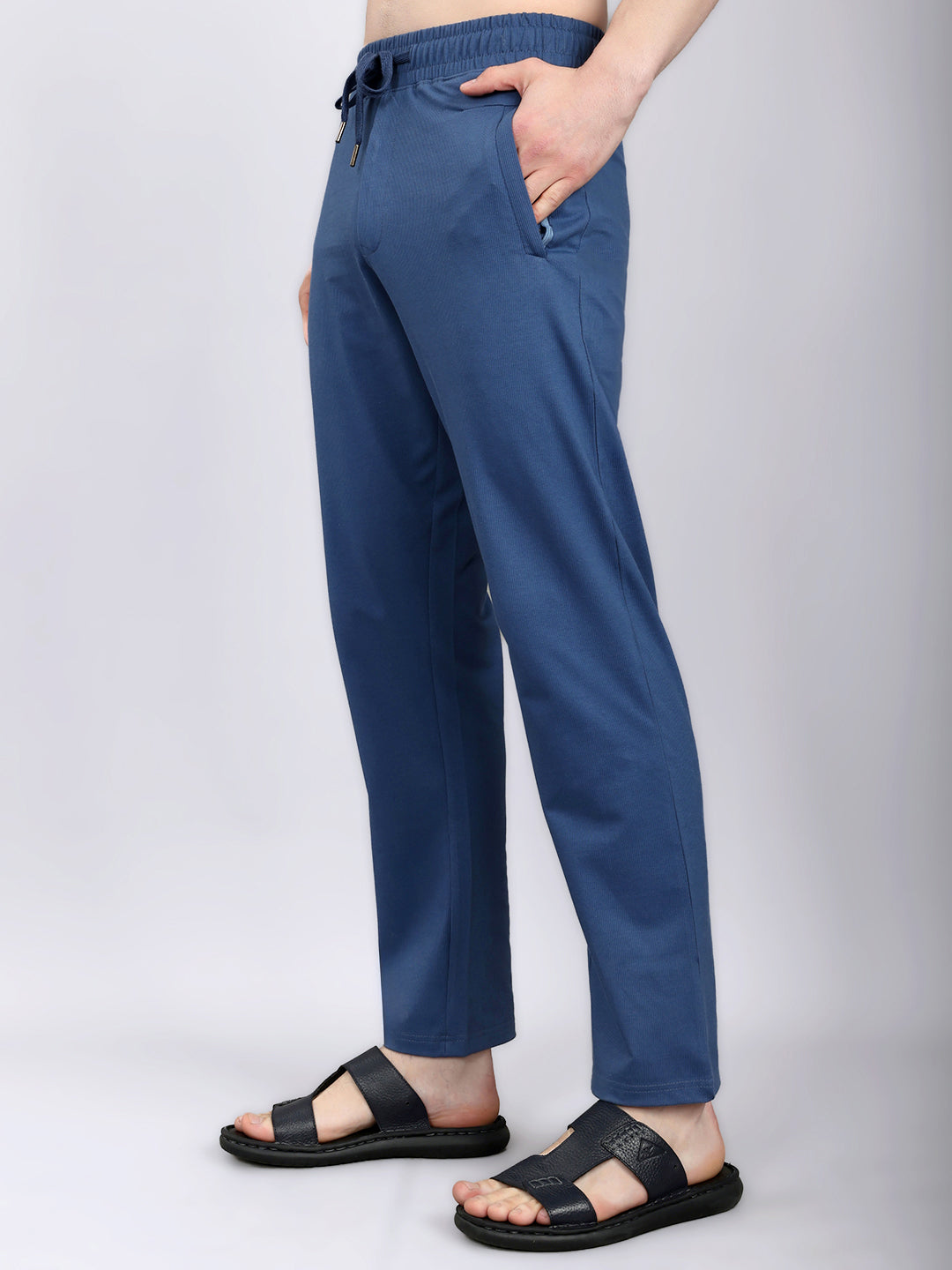 Luxuria Men Sky Blue Solid Round Neck Half Sleeve Lower Set
