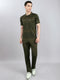 Luxuria Men Olive Solid Round Neck Half Sleeve Lower Set
