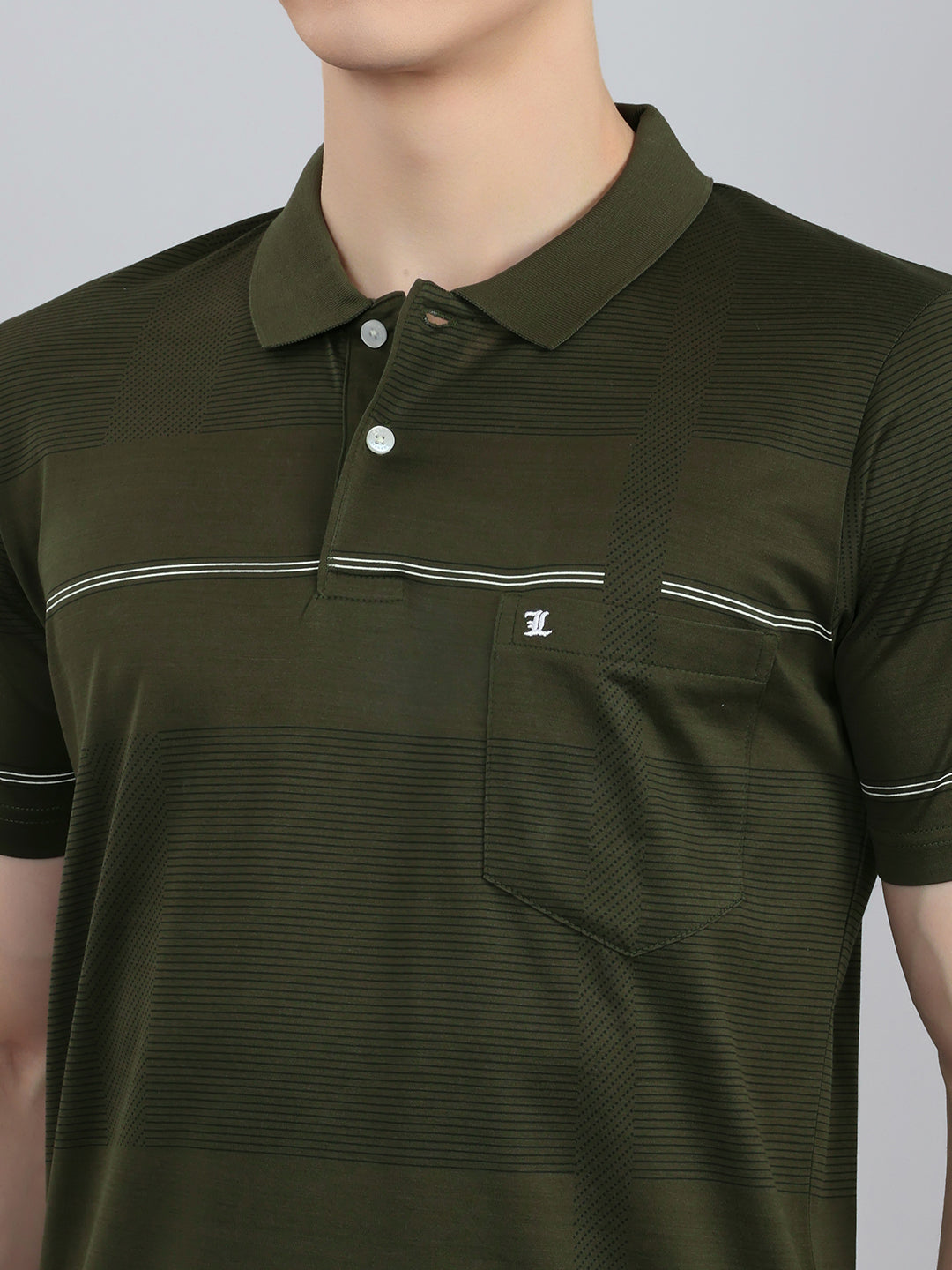Luxuria Men Olive Solid Round Neck Half Sleeve Lower Set