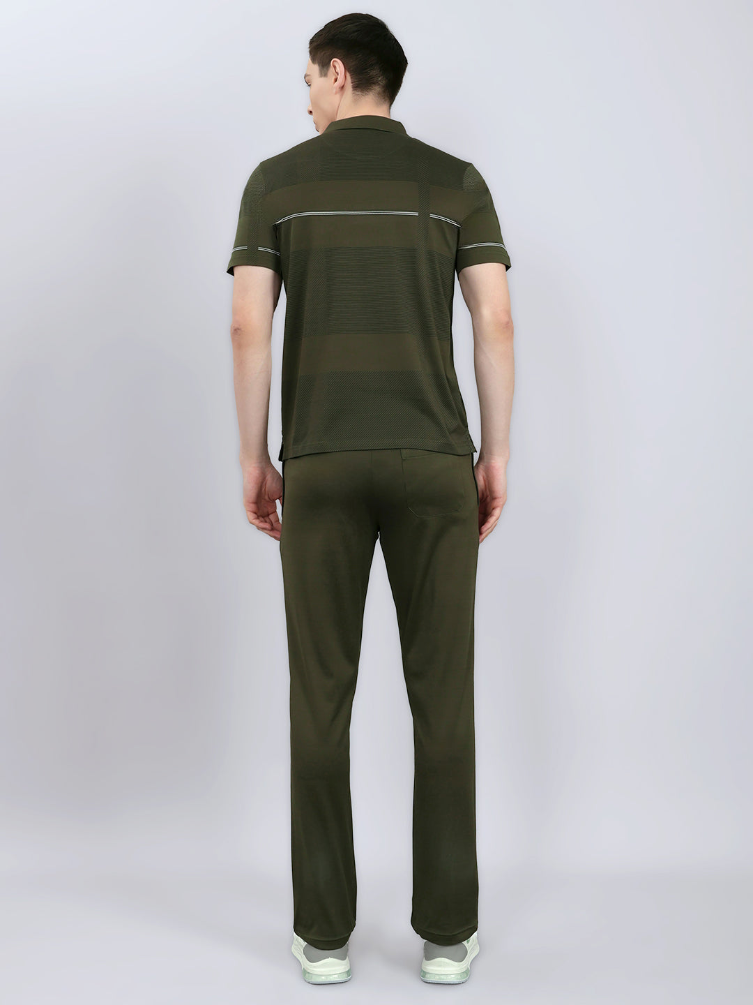 Luxuria Men Olive Solid Round Neck Half Sleeve Lower Set