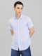 Men Sky Blue Stripe Collar Half Sleeve Shirt