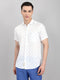 Men White Printed Collar Half Sleeve Shirt