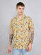 Men Yellow Printed Collar Half Sleeve Shirt