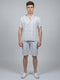 Men White Printed Round Neck Half Sleeve Cords Set