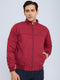 Men Maroon Solid Collar Full Sleeve Bomber Jacket