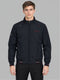Men Navy Blue Solid Stand Collar Full Sleeve Bomber Jacket