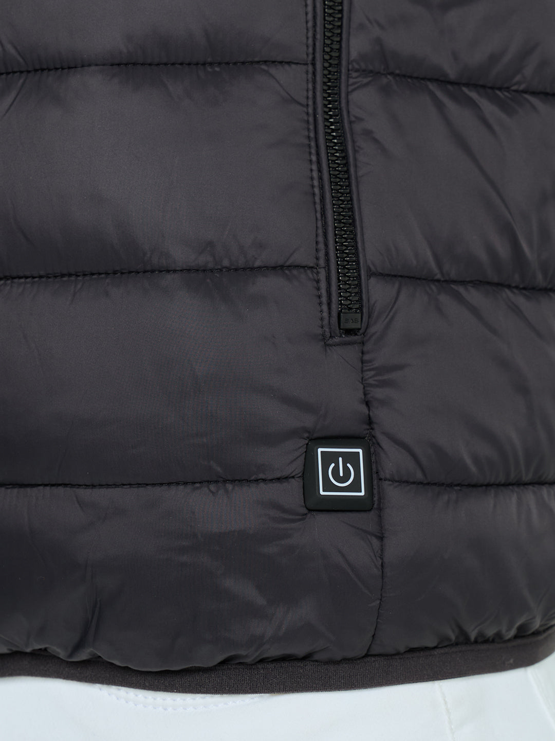 Men Black Solid Electric Heated Puffer Jacket with Detachable Hood