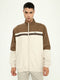 Men Khaki Self Design Collar Full Sleeve Windcheater