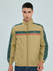 Men Camel Brown Self Design Collar Full Sleeve Windcheater