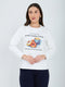 Women Off White Printed Round Neck Full Sleeve Winter Top