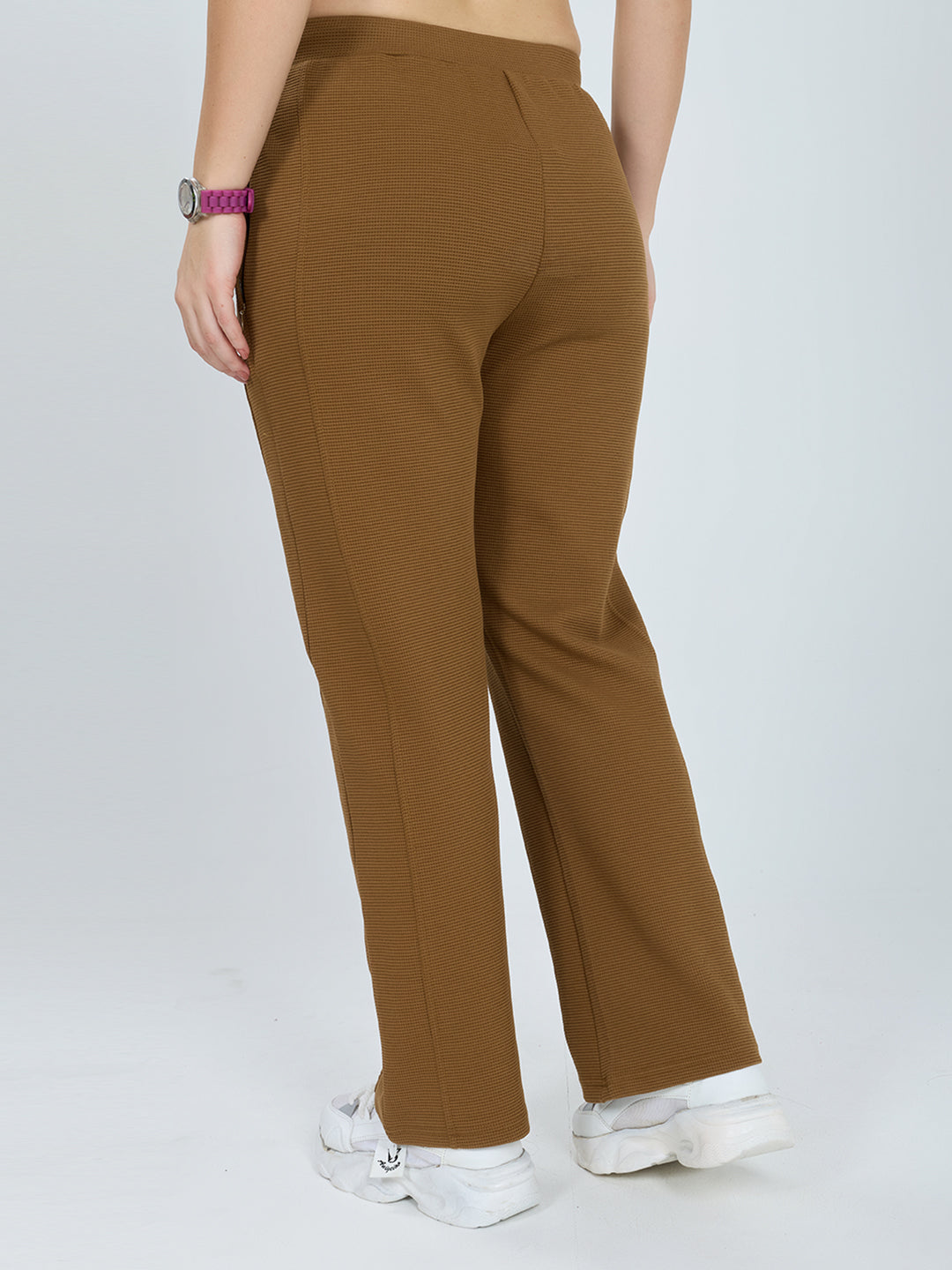 Women Tan Self Design Regular Fit Winter Lower