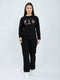 Women Black Printed Round Neck Full Sleeve Cords Set