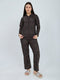 Women Black Printed Fashion Neck Full Sleeve Lower Set