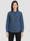 Women Blue Solid Front Open Full Sleeve Denim Shirt