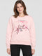 Women Pink Printed Round Neck Full Sleeve Sweatshirt
