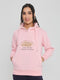 Women Pink Back Printed Hooded Full Sleeve Sweatshirt