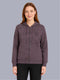 Women Mauve Printed Hooded Full Sleeve Sweatshirt