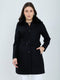 Women Black Solid Collar Full Sleeve Coat