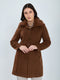 Women Rust Solid Collar Full Sleeve Long Coat