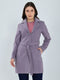 Women Purple Solid Lapel Collar Full Sleeve Long Coat