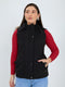 Women Black Solid Detachable Hood Sleeveless Jacket