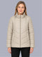 Women Beige Solid Stand Collar Full Sleeve Puffer Jacket